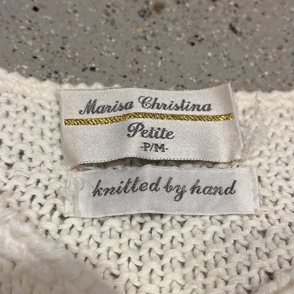 VINTAGE MARISA CHRISTINA HAND KNITTED OVERSIZED CARDIGAN IVORY WHITE SIZE MP - Picture 10 of 14